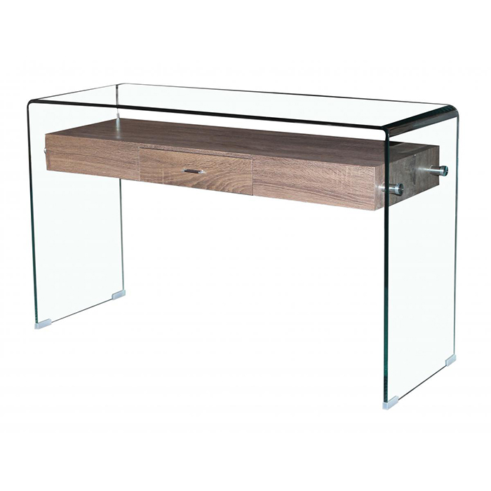 Angola Clear Glass Top Console Table With Drawer